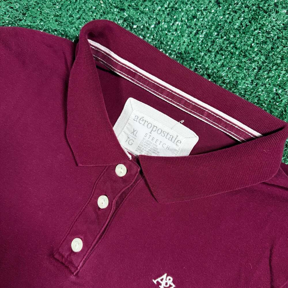 Y2K Aeropostale Women's Polo Shirt Boysenberry XL - Picture 3 of 5